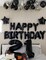 Happy Birthday Balloon Banner – 16” Black Foil Letter Balloons, HBD Mylar Birthday Sign for Women, Men, Boys & Girls Party Decorations (Black)